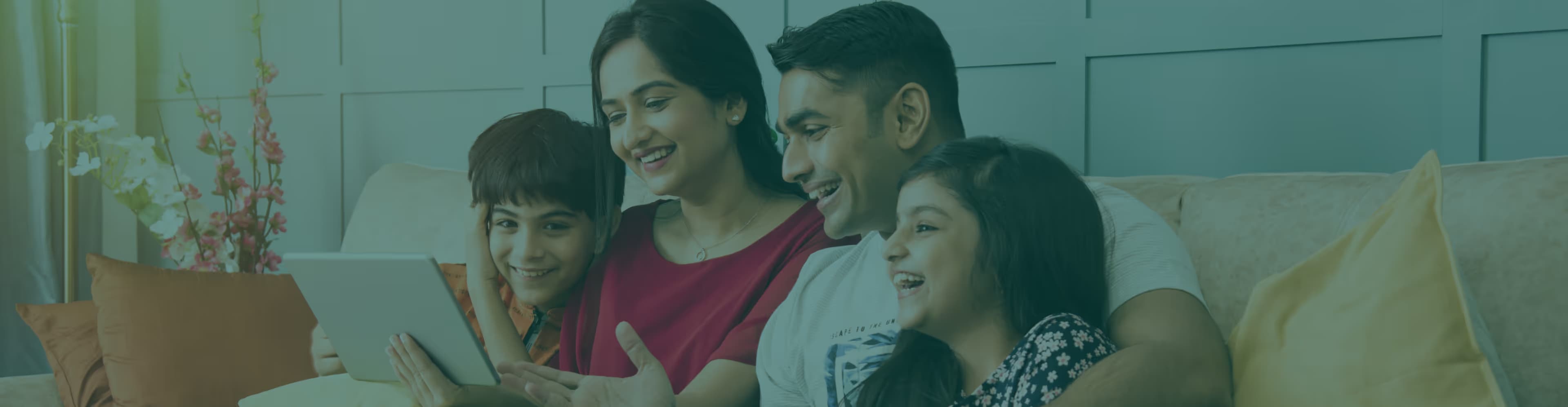 family watching screen